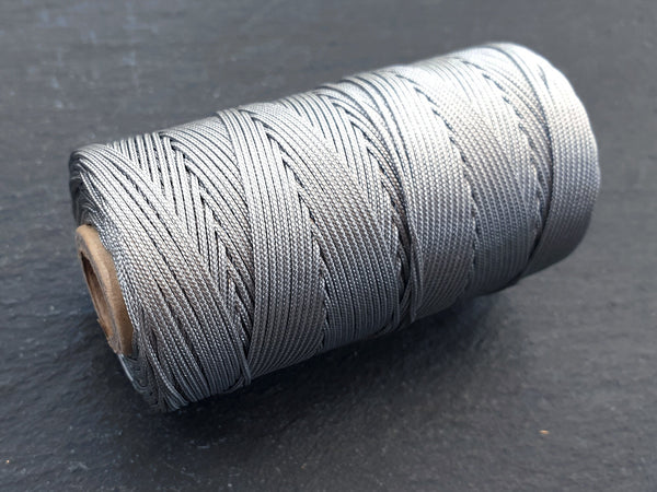 100m Gray Knotting Cord, Macrame Parachute Cord, Nylon Beading Knot String, Kumihimo, 1mm, Full 100 Meter Roll, Tokyo