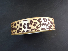 Gold Brown Leopard Ribbon 20m Roll, Animal Print Satin Ribbon, Safari Trim, Gift Ribbon, Party Ribbon, 20 meter Roll = 21.87 Yards