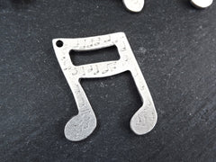 Music Note Pendant, Semi Beam Quaver, Musical Pendant, Large Metal Music Note, Matte Antique Silver Plated