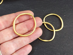 Circle Ring Link Connector Pendant, Eternity Ring, Charm Holder, Organic Closed Thin Loop,  22k Matte Gold Plated, 3pc