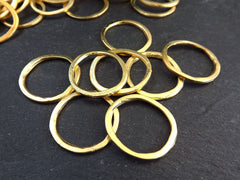 Small Circle Ring Link Connector Pendant, Eternity Ring, Charm Holder, Organic Closed Thin Loop,  22k Matte Gold Plated, 10pc