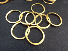 Small Circle Ring Link Connector Pendant, Eternity Ring, Charm Holder, Organic Closed Thin Loop,  22k Matte Gold Plated, 10pc