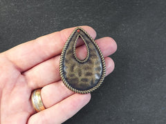 Large Drop Pendant, Teardrop Pendant, Hammered Pendant, Hollow Teardrop, Silver Teardrop Dangle, Focal Pendant, Antique Bronze, 1pc