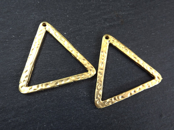 Gold Triangle Pendant, Triangle Charms, Minimalist, Cut Out Triangle, Geometric, Earring Pendant, Necklace Focal, 22k Matte Gold Plated, 2pc