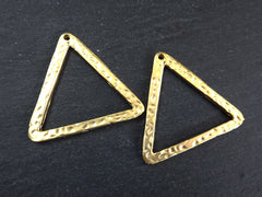 Gold Triangle Pendant, Triangle Charms, Minimalist, Cut Out Triangle, Geometric, Earring Pendant, Necklace Focal, 22k Matte Gold Plated, 2pc