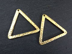Gold Triangle Pendant, Triangle Charms, Minimalist, Cut Out Triangle, Geometric