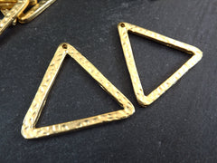 Gold Triangle Pendant, Triangle Charms, Minimalist, Cut Out Triangle, Geometric, Earring Pendant, Necklace Focal, 22k Matte Gold Plated, 2pc