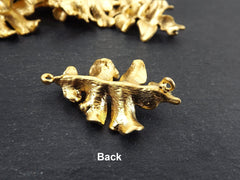 Leaf Charm Pendant, Slim Leaf, Side Facing Loop, Gold Leaf, Necklace Charm,  Necklace Pendant, 22k Matte Gold Plated Brass, 1pc