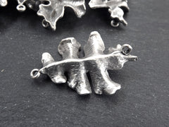 Leaf Charm Pendant, Slim Leaf, Side Facing Loop, Silver Leaf, Necklace Charm,  Necklace Pendant, Matte Antique Silver Plated Brass, 1pc