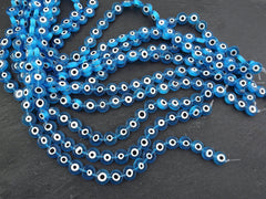 12mm Evil Eye Beads, Evil Eye Spacer Beads, Flat Evil Eye Beads, Round Evil Eye Beads, Lampwork Beads, Blue Evil Eye Jewelry, 15pc