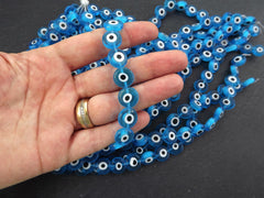 12mm Evil Eye Beads, Evil Eye Spacer Beads, Flat Evil Eye Beads, Round Evil Eye Beads, Lampwork Beads, Blue Evil Eye Jewelry, 15pc