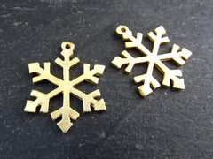 Gold Snowflake Pendant, Snowflake Charms, Winter Charm, Christmas, Holidays, 22k Matte Gold Plated Brass , 2pc, Type 2