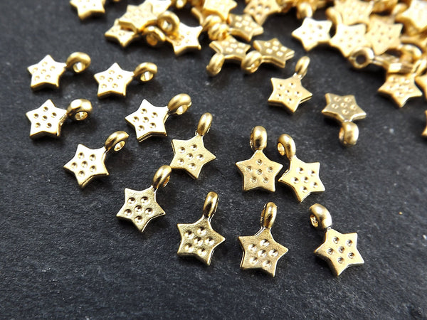 Mini Gold Star Charms, Tiny Star Pendant Charm, Small Gold Charms, 22k Matte Gold Plated