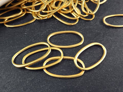 Oval Link Connector, Smooth Ring Link, Skinny Link, Gold Charm Link, Oval Charm Link, Gold Oval Link, 22k Matte Gold Plated, 6pc