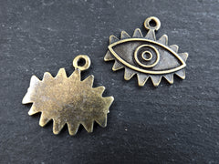 Eye Pendant, Evil Eye Charm, Eye Of The Beholder, Good Luck ,Protective, Evil Eye Amulet Talisman Jewelry, Antique Bronze Plated, 2pc