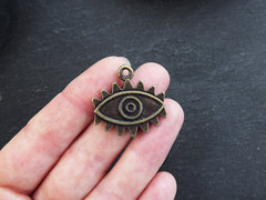 Eye Pendant, Evil Eye Charm, Eye Of The Beholder, Good Luck ,Protective, Evil Eye Amulet Talisman Jewelry, Antique Bronze Plated, 2pc