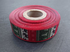 Christmas Ribbon,  Reindeer Christmas Tree Ribbon, Christmas Print Ribbon, Holiday Ribbon, Red Ribbon, 10 meter Roll = 10.9 Yards