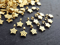 Mini Gold Star Charms, Tiny Star Pendant Charm, Small Gold Charms, 22k Matte Gold Plated