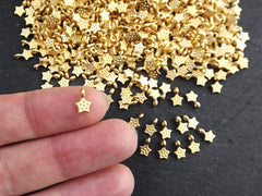 Mini Gold Star Charms, Tiny Star Pendant Charm, Small Gold Charms, 22k Matte Gold Plated