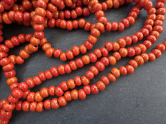 Orange Glass Beads, Tangerine Orange, Rustic Glass Bead, Turkish Beads, Artisan Handmade Beads, 8mm, 50pcs