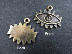 Eye Pendant, Evil Eye Charm, Eye Of The Beholder, Good Luck ,Protective, Evil Eye Amulet Talisman Jewelry, Antique Bronze Plated, 2pc