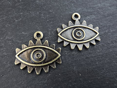 Eye Pendant, Evil Eye Charm, Eye Of The Beholder, Good Luck ,Protective, Evil Eye Amulet Talisman Jewelry, Antique Bronze Plated, 2pc