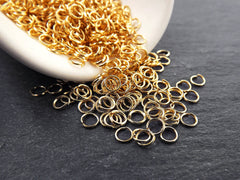 4mm Thin Gold Jump Rings, Gold Plated Jump Rings, Brass Jump Rings, Open Jump Rings, 22k Gold Jump Rings, Jumprings, Jewelry Making, 50 pcs