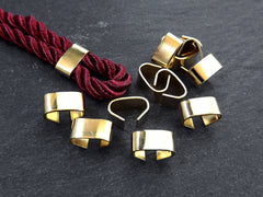 Gold Metal Crimp, Fold Over Crimp, Cord Crimp, Crimp Fastener, Crimp Beads, Rectangle Crimp, Gold Crimp, Matte Silver, 10x5mm - 12pc