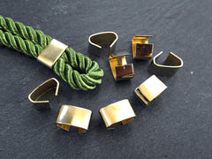 Gold Metal Crimp, Fold Over Crimp, Cord Crimp, Crimp Fastener, Crimp Beads, Rectangle Crimp, Gold Crimp, Matte Silver, 12x7mm - 8pc