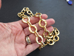 17mm Chunky Organic Link Statement Chain, Very Thick Gold Chain, Wavy Oval Link Chain, 22k Matte Gold, 1 Meter = 3.3 Feet