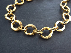 16" Chunky Gold Necklace Chain with Clasp, Thick Trend Statement Chain, Organic Link, Empty chain, Necklace Supplies, 22k Matte Gold Plated