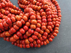 Orange Glass Beads, Tangerine Orange, Rustic Glass Bead, Turkish Beads, Artisan Handmade Beads, 8mm, 50pcs