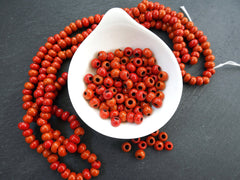 Orange Glass Beads, Tangerine Orange, Rustic Glass Bead, Turkish Beads, Artisan Handmade Beads, 8mm, 50pcs