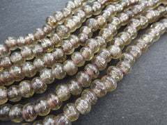 Beige Clear Rustic Glass Bead, Traditional Turkish Artisan Handmade, 8mm, Bulk, 50pcs