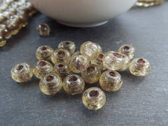 Beige Clear Rustic Glass Bead, Traditional Turkish Artisan Handmade, 8mm, Bulk, 50pcs