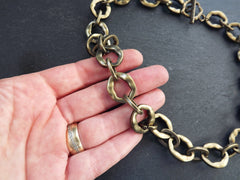 16" Chunky Bronze Necklace Chain with Clasp, Thick Trend Statement Chain, Organic Link Chain, Necklace Blank, Antique Bronze Plated