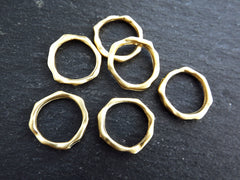 6 Organic Loop Links, Shaped Ring Closed Loop Circle Pendant Connector, 17mm, 22k Matte Gold Plated, 6 PC