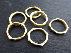 6 Organic Loop Links, Shaped Ring Closed Loop Circle Pendant Connector, 17mm, 22k Matte Gold Plated, 6 PC