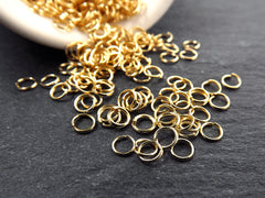 4mm Thin Gold Jump Rings, Gold Plated Jump Rings, Brass Jump Rings, Open Jump Rings, 22k Gold Jump Rings, Jumprings, Jewelry Making, 50 pcs