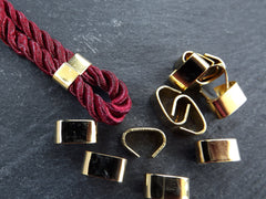 Gold Metal Crimp, Fold Over Crimp, Cord Crimp, Crimp Fastener, Crimp Beads, Rectangle Crimp, Gold Crimp, Matte Silver, 10x5mm - 12pc
