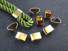 Gold Metal Crimp, Fold Over Crimp, Cord Crimp, Crimp Fastener, Crimp Beads, Rectangle Crimp, Gold Crimp, Matte Silver, 12x7mm - 8pc