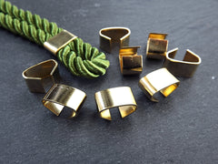 Gold Metal Crimp, Fold Over Crimp, Cord Crimp, Crimp Fastener, Crimp Beads, Rectangle Crimp, Gold Crimp, Matte Silver, 12x7mm - 8pc
