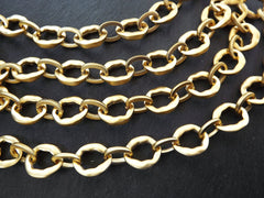 17mm Chunky Organic Link Statement Chain, Very Thick Gold Chain, Wavy Oval Link Chain, 22k Matte Gold, 1 Meter = 3.3 Feet