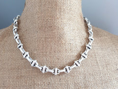16" Chunky Silver Necklace Chain with Clasp, Thick Trend Statement Chain, Empty chain, Necklace Supplies, Matte Antique Silver Plated