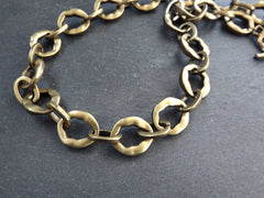 16" Chunky Bronze Necklace Chain with Clasp, Thick Trend Statement Chain, Organic Link Chain, Necklace Blank, Antique Bronze Plated