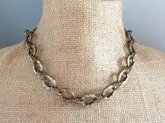 16" Chunky Bronze Necklace Chain with Clasp, Thick Trend Statement Chain, Organic Link Chain, Necklace Blank, Antique Bronze Plated