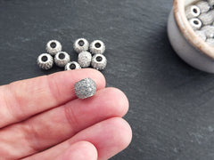 Silver Pave Bead, Silver Rhinestone Bead, Bead Spacer, Micro Pave Round Ball Bead, Non Tarnish Shiny Silver, 10mm, 1pc