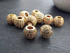 Pave Rhinestone Bead, Round Bead Spacer, Micro Pave Round Ball Bead, Non Tarnish Shiny Gold, DIY Jewelry Making Supplies, 10mm, 1pc