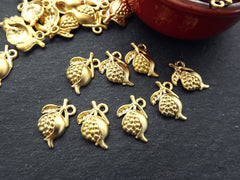 8 Pomegranate Charms, Gold Pomegranate Pendant charm, Earrings Charms, Bracelet Charms, 22k Matte Gold Plated