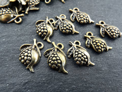 8 Pomegranate Charms, Bronze Pomegranate Pendant charm, Earrings Charms, Bracelet Charms, Antique Bronze Plated